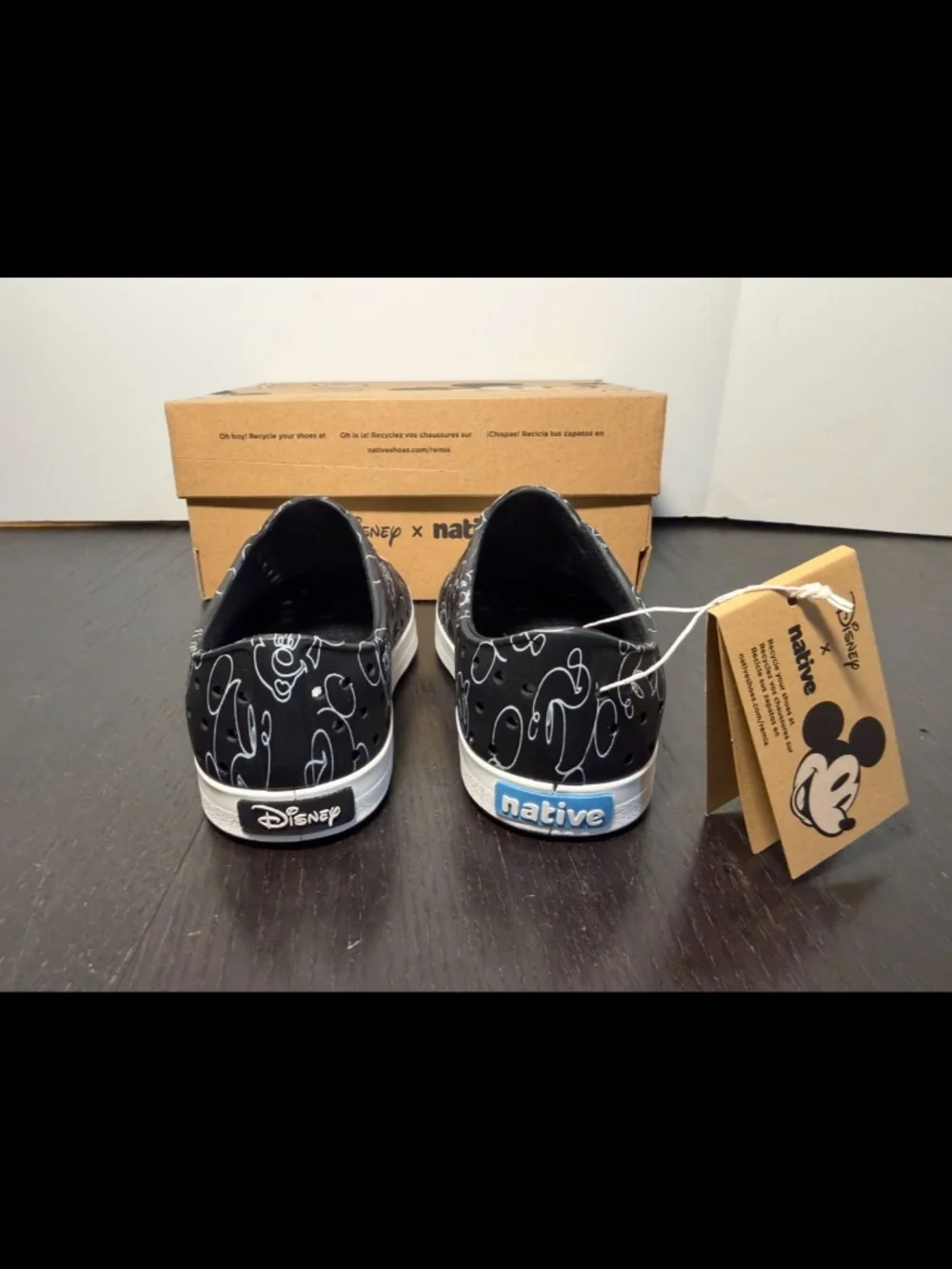 Native Jefferson Print Shoes Black/White/Mickey Doodle Little Kids/Toddler C11